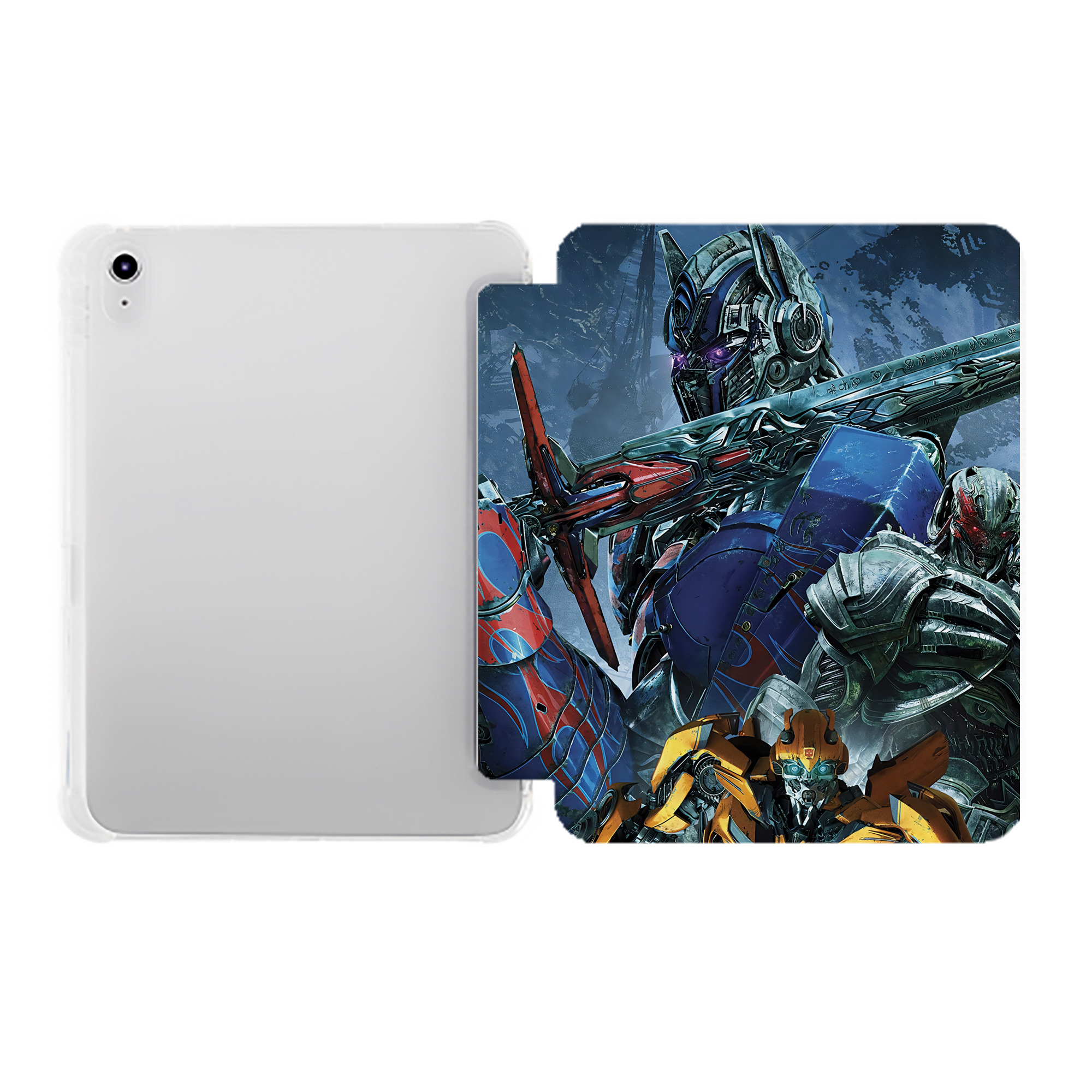 （画像用） Transformers トランスフォーマー IPad ケース ペン収納付き 三つ折りスタンド PUレザー×シリコン 対応機種9.5/10.5/10.9インチ